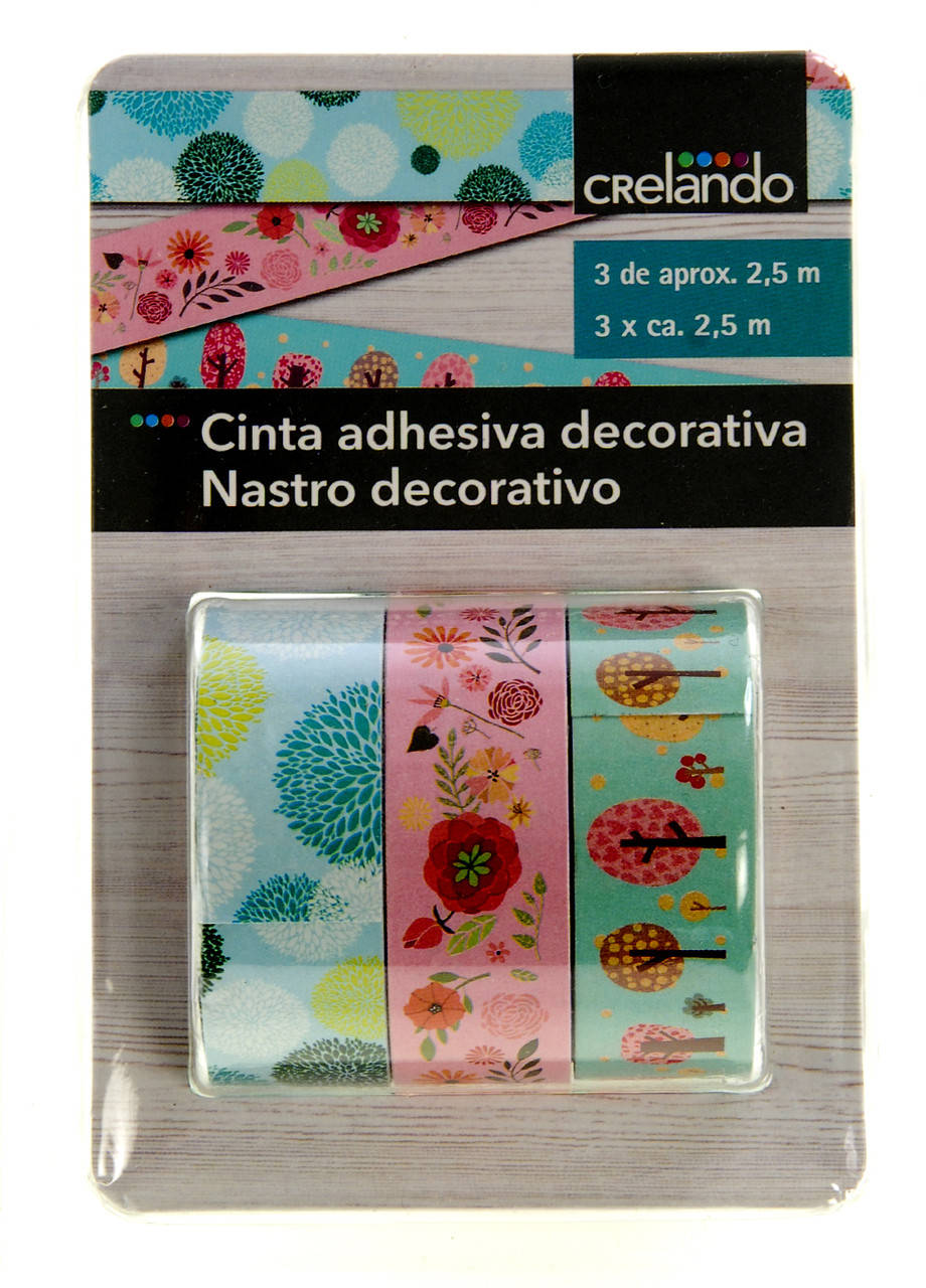 

F1-00068, Декоративный скотч, клейкая лента, 3 шт, Crelando, разноцветный