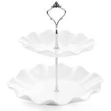 

Фруктовница фарфоровая двухъярусная Волна 24см,