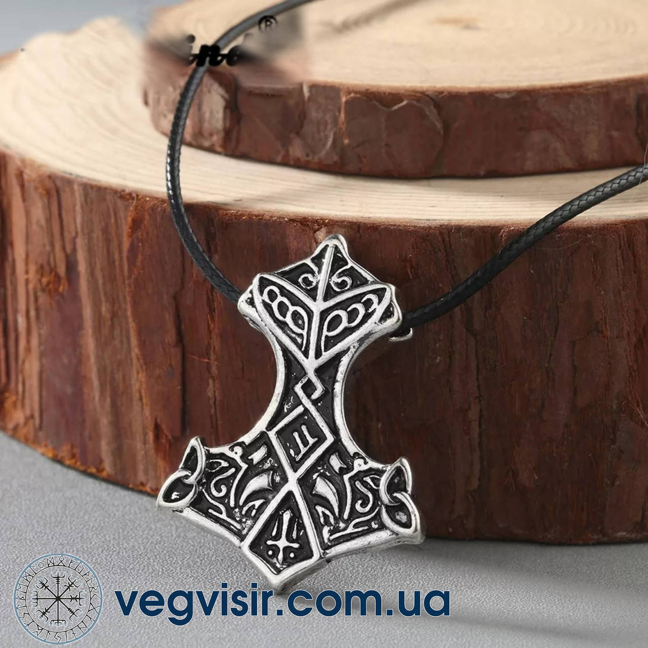 

Кулон подвеска молот Одина узел Викинга с рунами амулет оберег талисман на шнурке