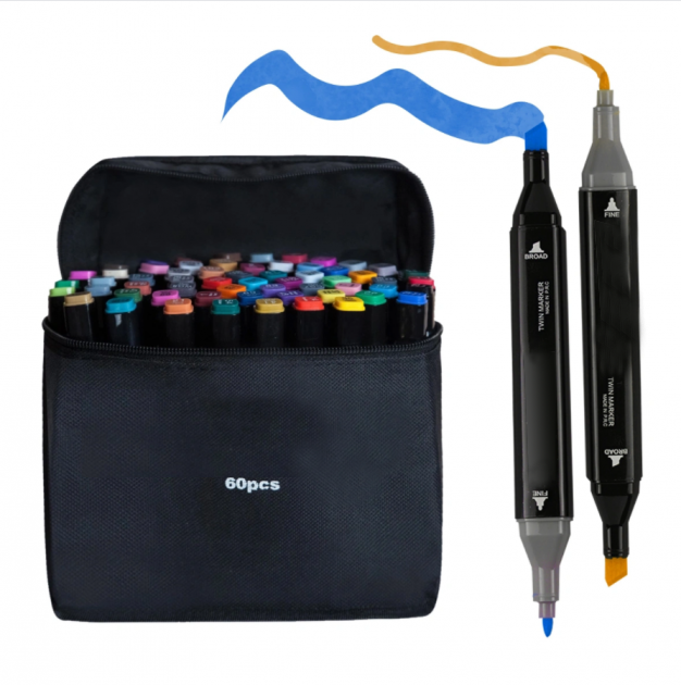 

Набор скетч маркеров для рисования 60 шт. двухсторонние фломастеры для скетчинга