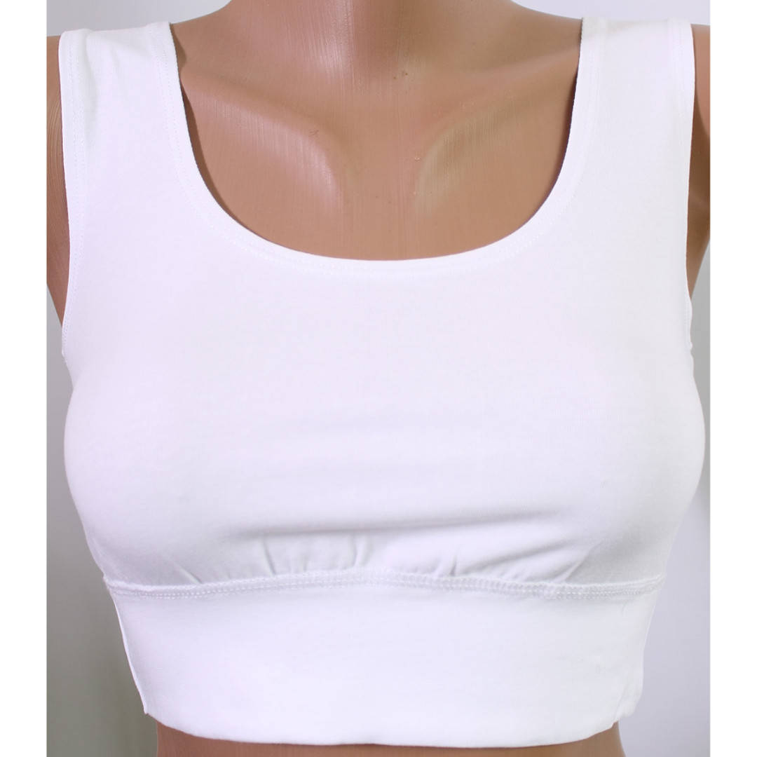 

Майка короткая белая - женский топ бельевой трикотажный без косточек, Ладан 48, Белый