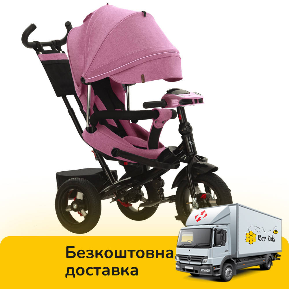 

Велосипед трехколесный с родительской ручкой TILLY Impulse T-386/2 Красный лен, Розовый