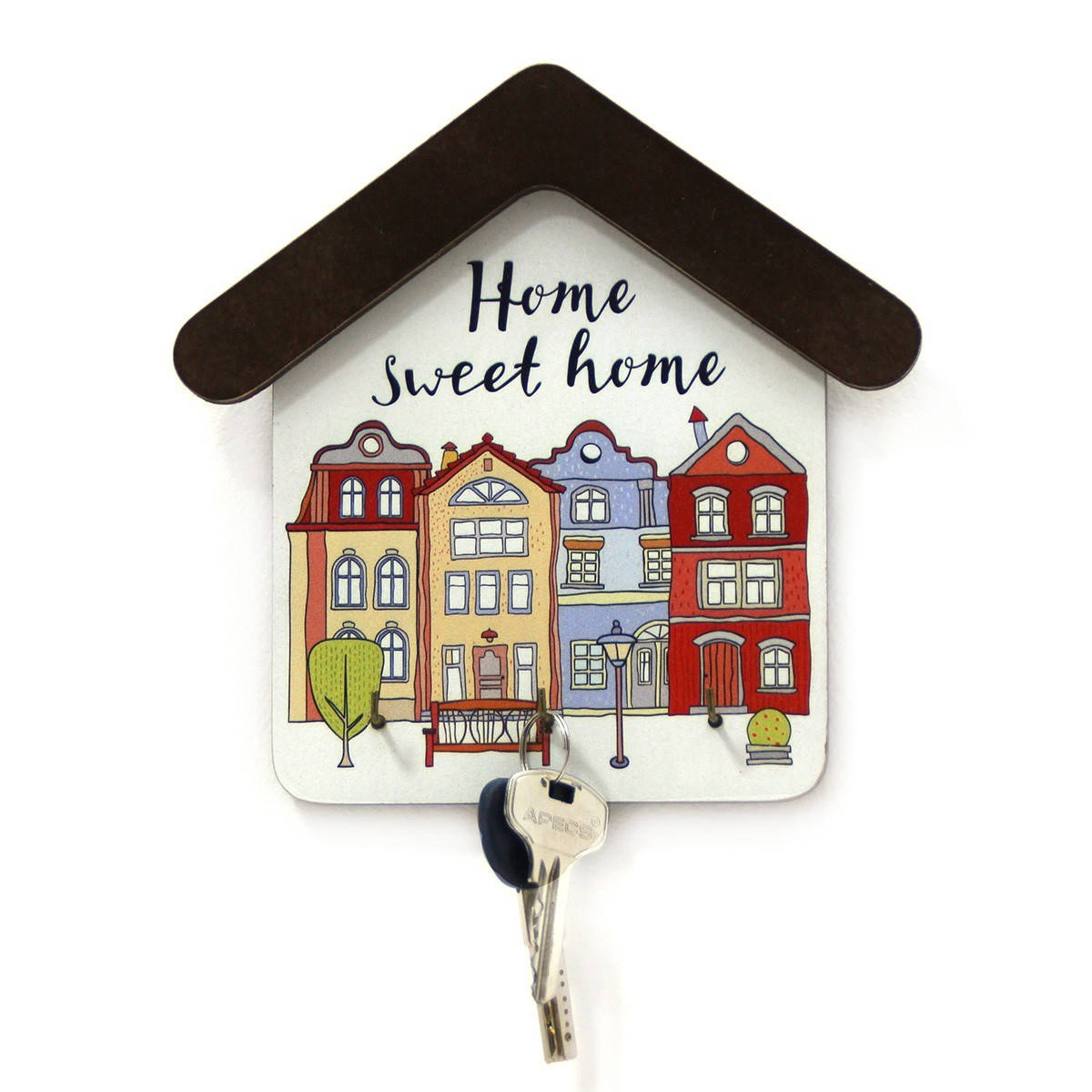 

Ключница домик "Home sweet home", разноцветные домики, размер 180 х 179 х 27 мм