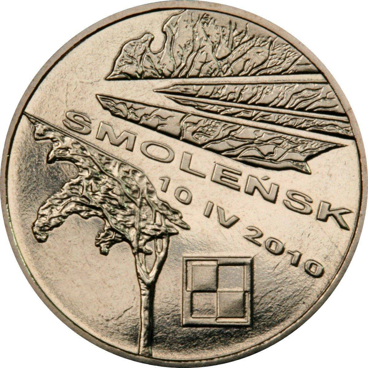 

Польща 2 злотих, 2011 Смоленськ. Пам'ять жертв 10.04.2010