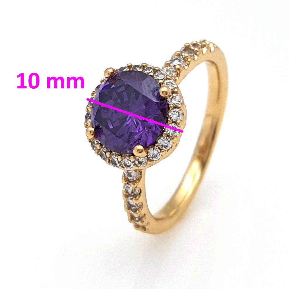 

Кольцо с фиолетовым цирконием, p. 17, р. 18, р. 18,5, медсплав Xuping, 18К