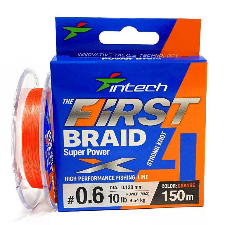 

Шнур плетеный Intech First Braid X4 #1.2/0.185mm (20lb/9.1kg) 150m, Оранжевый