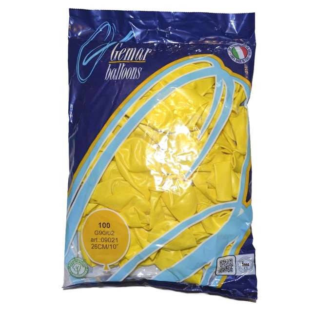 

Воздушные шары Gemar пастель 10"(26 см) желтый 100 шт