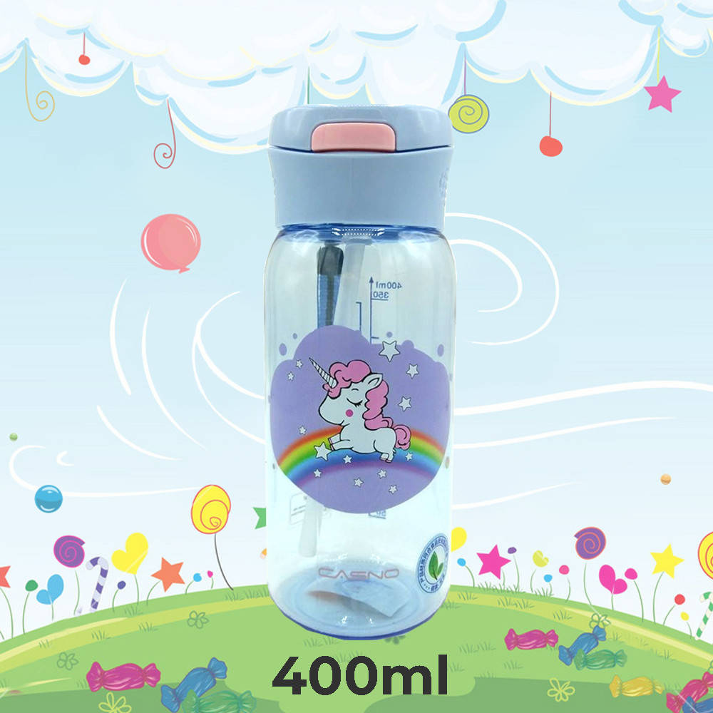 

Пляшка для води CASNO 400 мл KXN-1195 Бузкова (Єдиноріг) з соломинкою aiw Оригинал