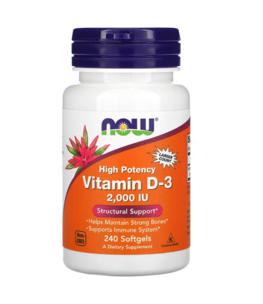 

Витамин Д3, Vitamin D-3, Now Foods, 2000 МЕ, 240 капсул. (NOW-00377)