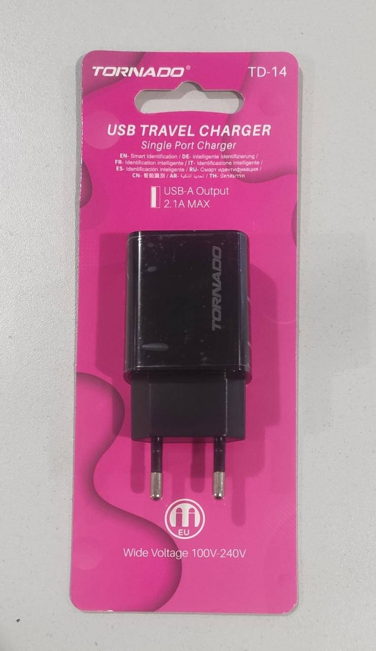 

Сетевое зарядное устройство Tornado TD-14 (1USB/2.1A)- черный