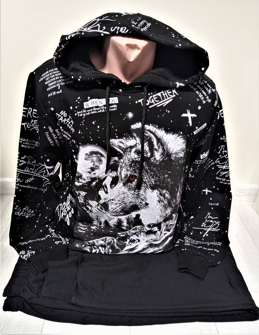 

Спортивный костюм для подростка Волк оборотень 12, 13, 14, 15, 16, 17, 18 лет черный