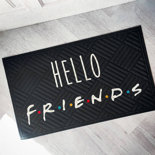 

Коврик придверный с принтом Hello friends | резиновый придверный коврик с принтом и надписью, 45*75 см