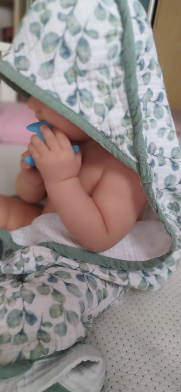 

Рушник з кутиком мусліновий 4-х шаровий Зелені листочки, Зелёный