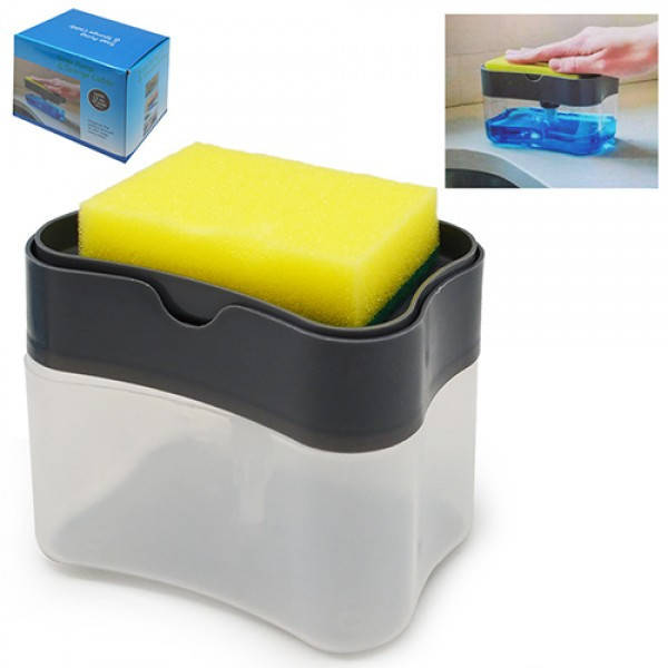 

Дозатор для жидкого мыла с губкой Stenson TL-00156 14х10.5х10 см