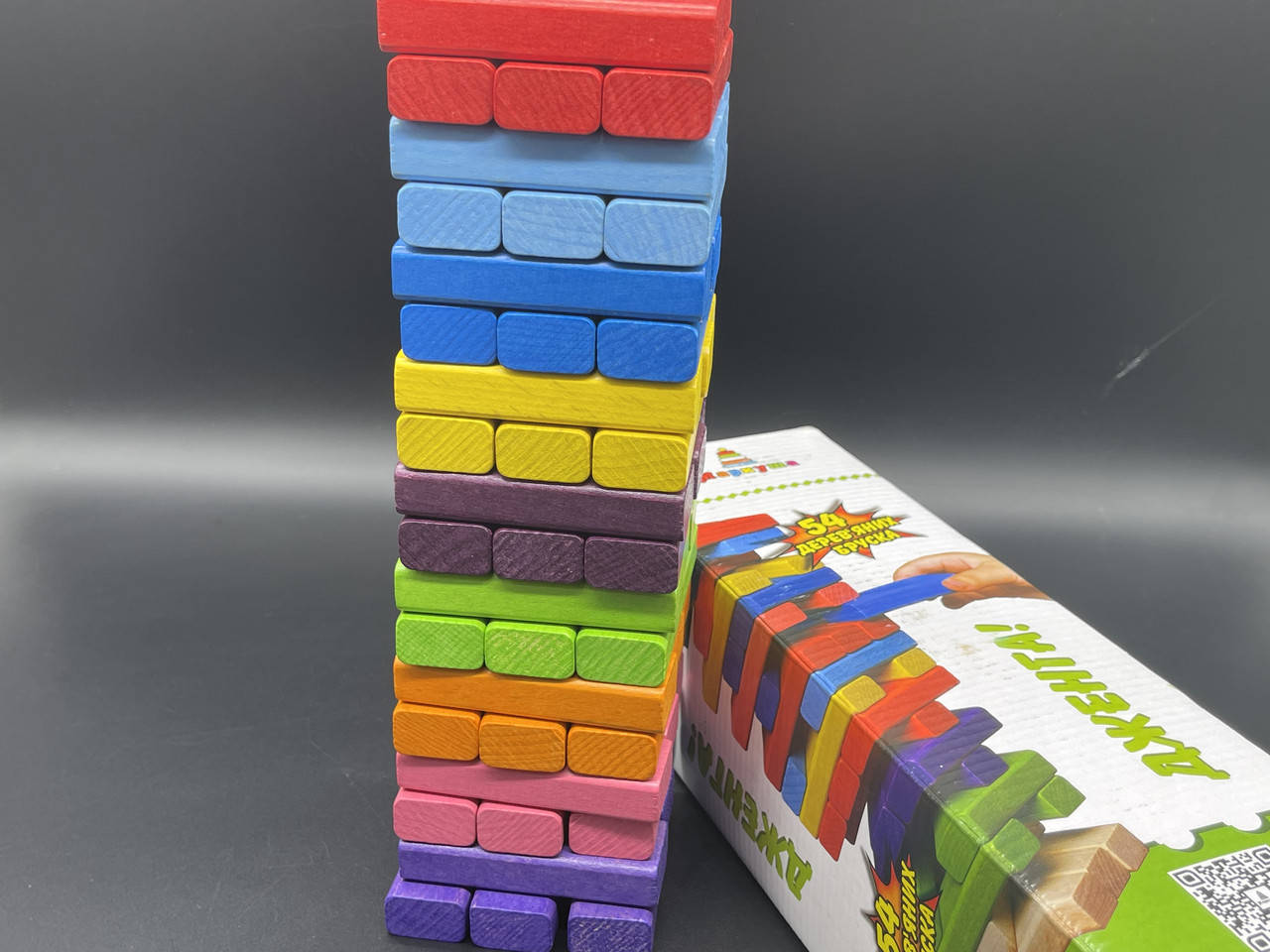 

Детская деревянная игрушка. Джанга цветная. Эко продукт. 8х27см