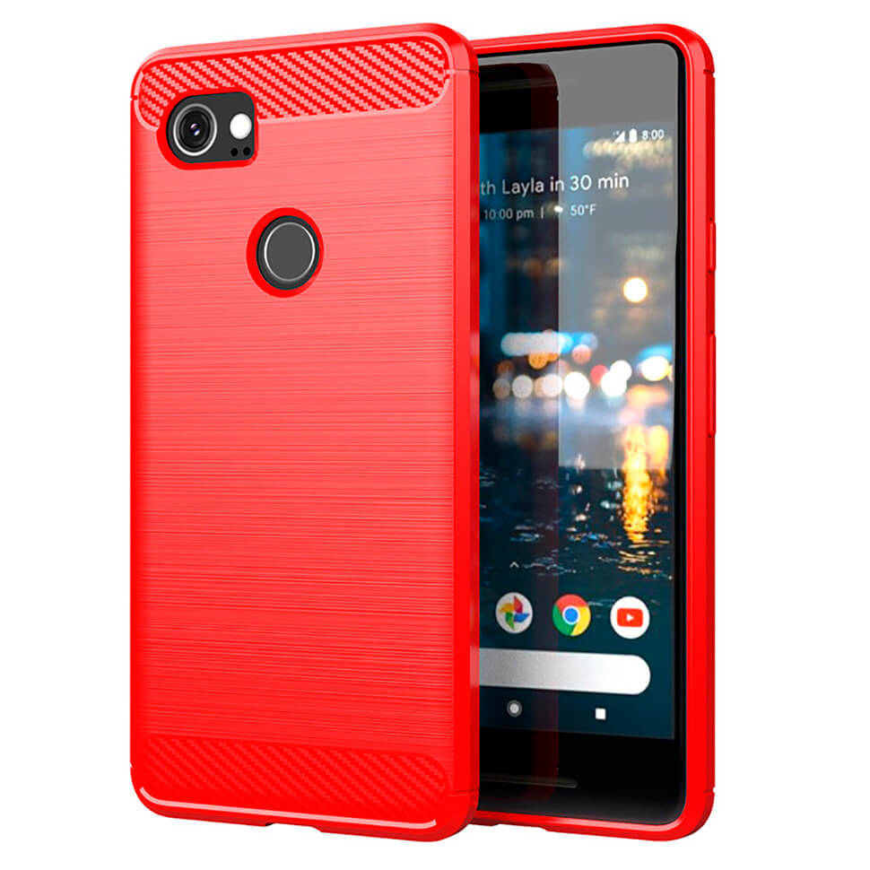 

Чехол Lenuo Carbon Fiber для Google Pixel 2 XL Red, Красный