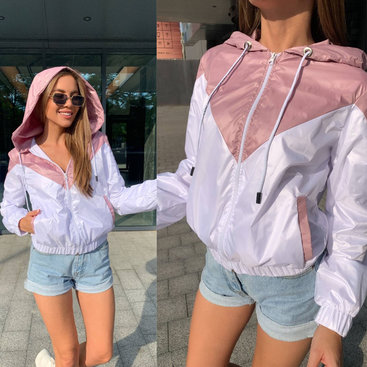 

Женская демисезонная ветровка с капюшоном на подкладке