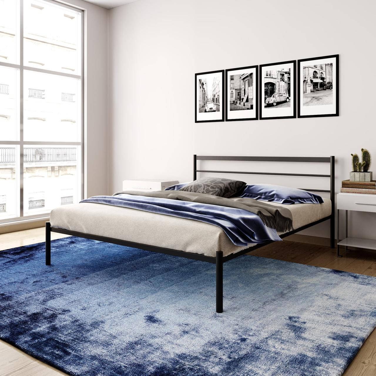 

Кровать металлическая Прага 180х200, Черный бархат