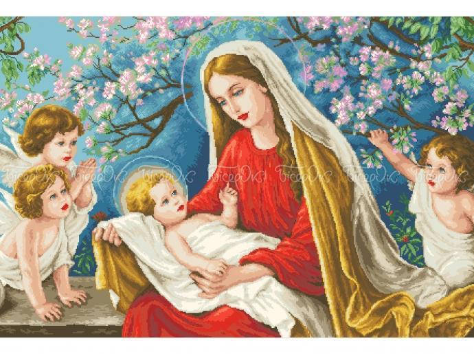 

Схема для вышивки бисером ЧВ-9018 (10). МАДОННА С АНГЕЛАМИ