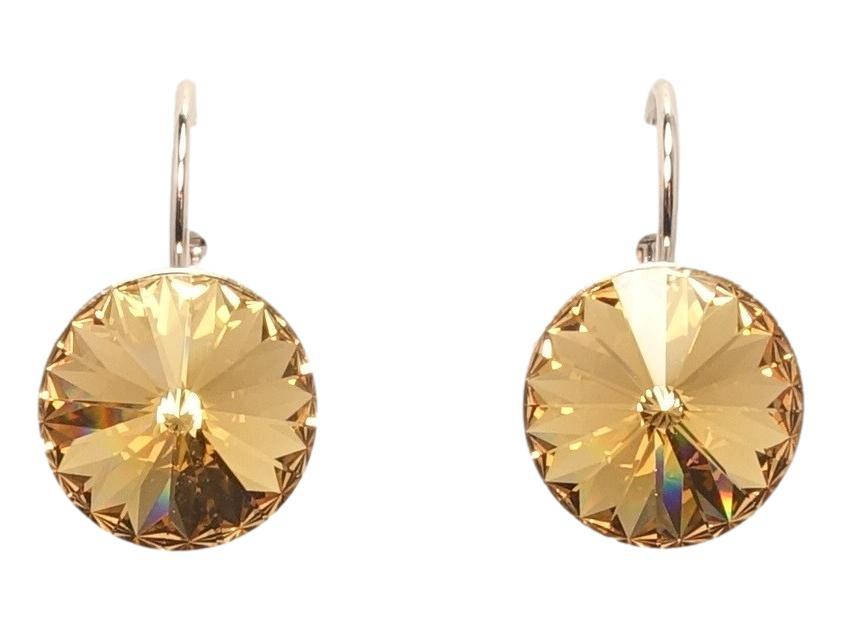 

Серьги Xuping Родий с кр-ми Swarovski французский замок "Кристалл Topaz" ø 11мм