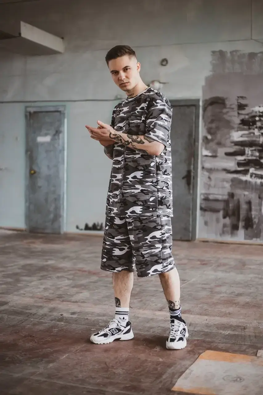

Костюм Oversize летний мужской Футболка "Player" камуфляж + Шорты трикотажные камуфляж