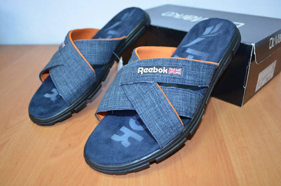 

Шлепанцы мужские Reebok.джинсовые шлепанцы., Синий
