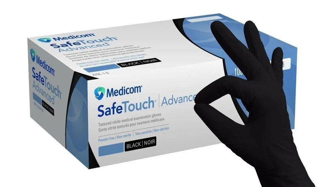 

Перчатки виниловые чёрные MEDICOM 100шт/уп, Размер, Черный