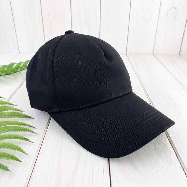 

Кепка пятиклинка для термопереноса хлопок детская черная (7637), Черный