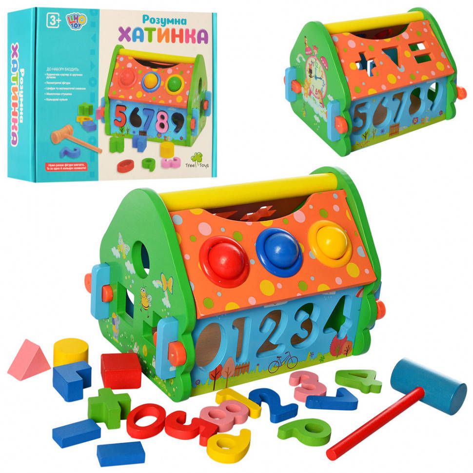 

Деревянная игрушка Стучалка MD 2367 домик-сортер