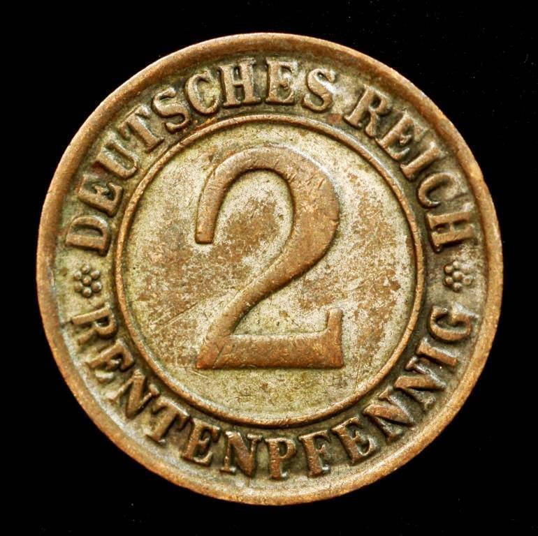 

Монета Германии 2 рентенпфеннига 1923 г.