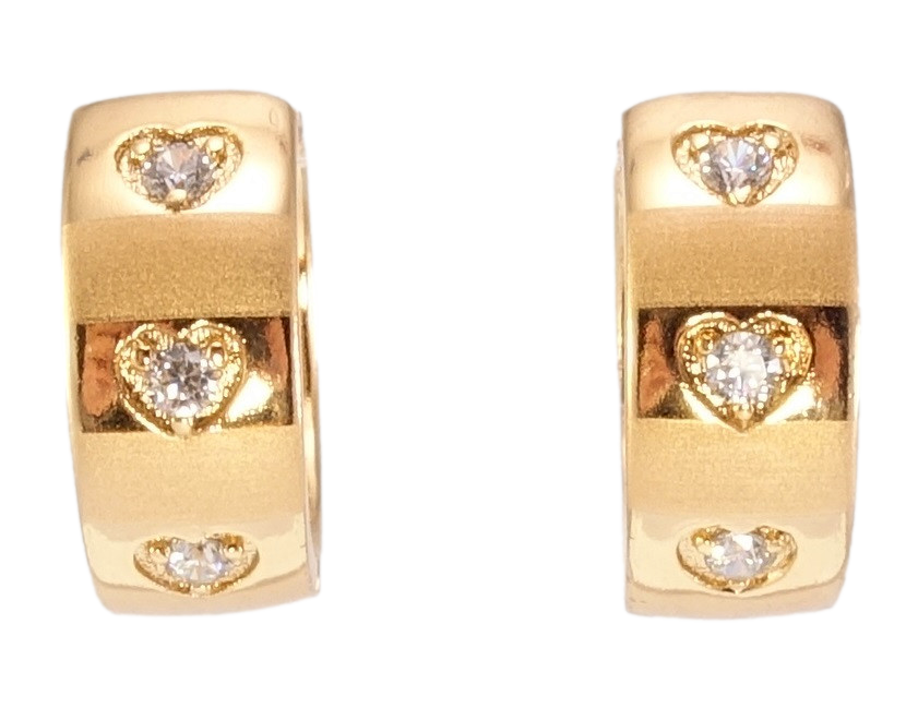 

Серьги Xuping Позолота 18K колечки "Орнамент сердечки с цирконием и напылением"