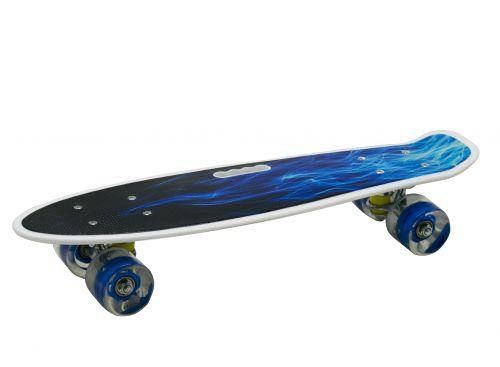 

Пенни Борд "Огонь"Детский скейтборд с светящимися колесами, Синий