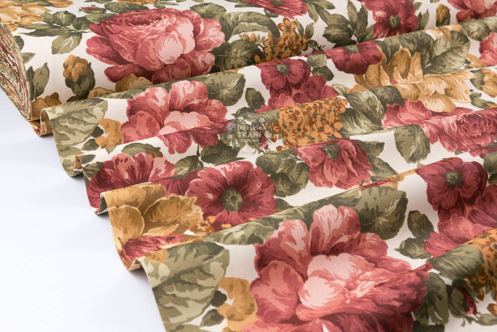 

Ткань Duck с густыми бордовыми и коричневыми розами, Разные цвета