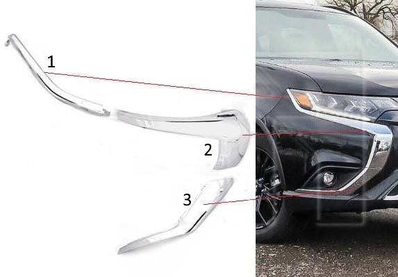

Молдинг бампера переднього верхній правий (1) Mitsubishi Outlander 2015-2020