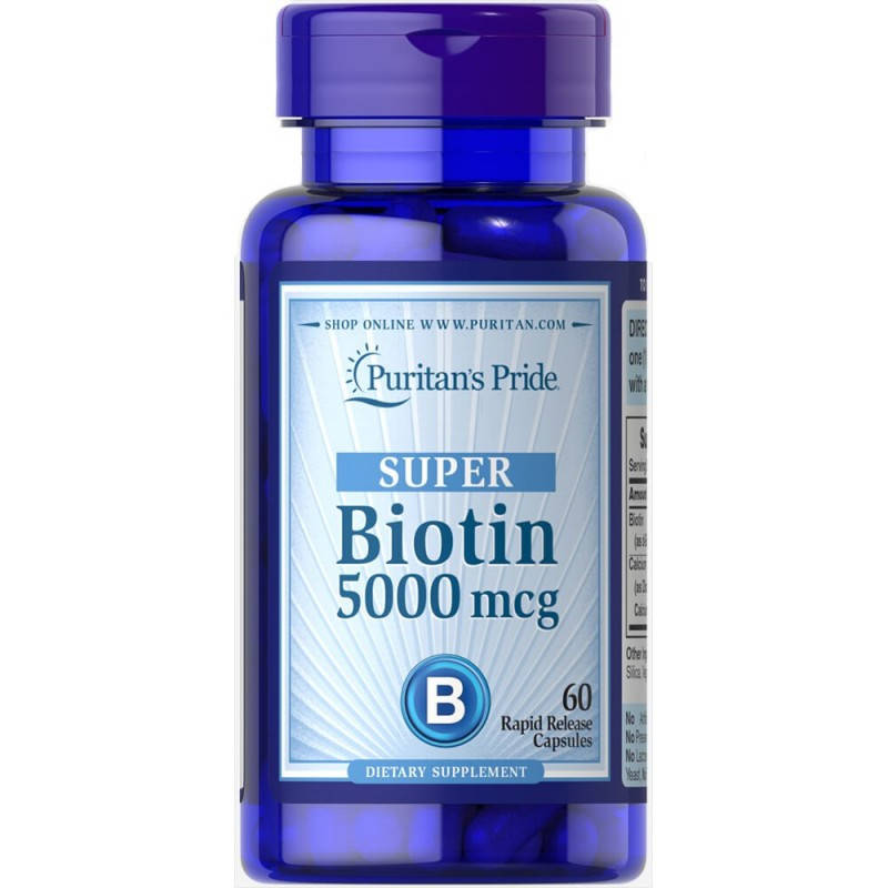 

Puritan's Pride Biotin 5000 mcg, Биотин (60 капс.)