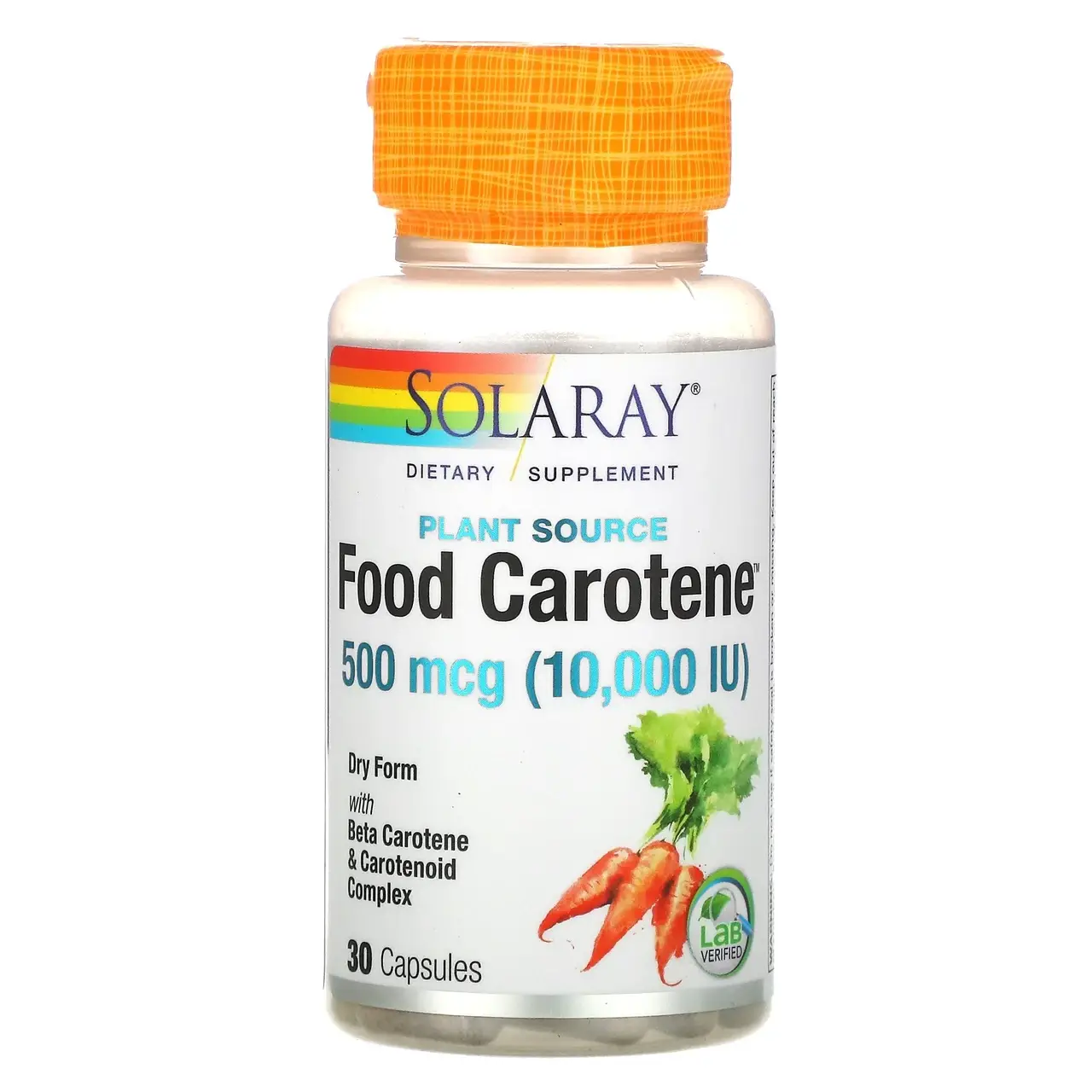 

Бета-каротин, Food Carotene, Solaray, 10,000 IU, 30 капсул