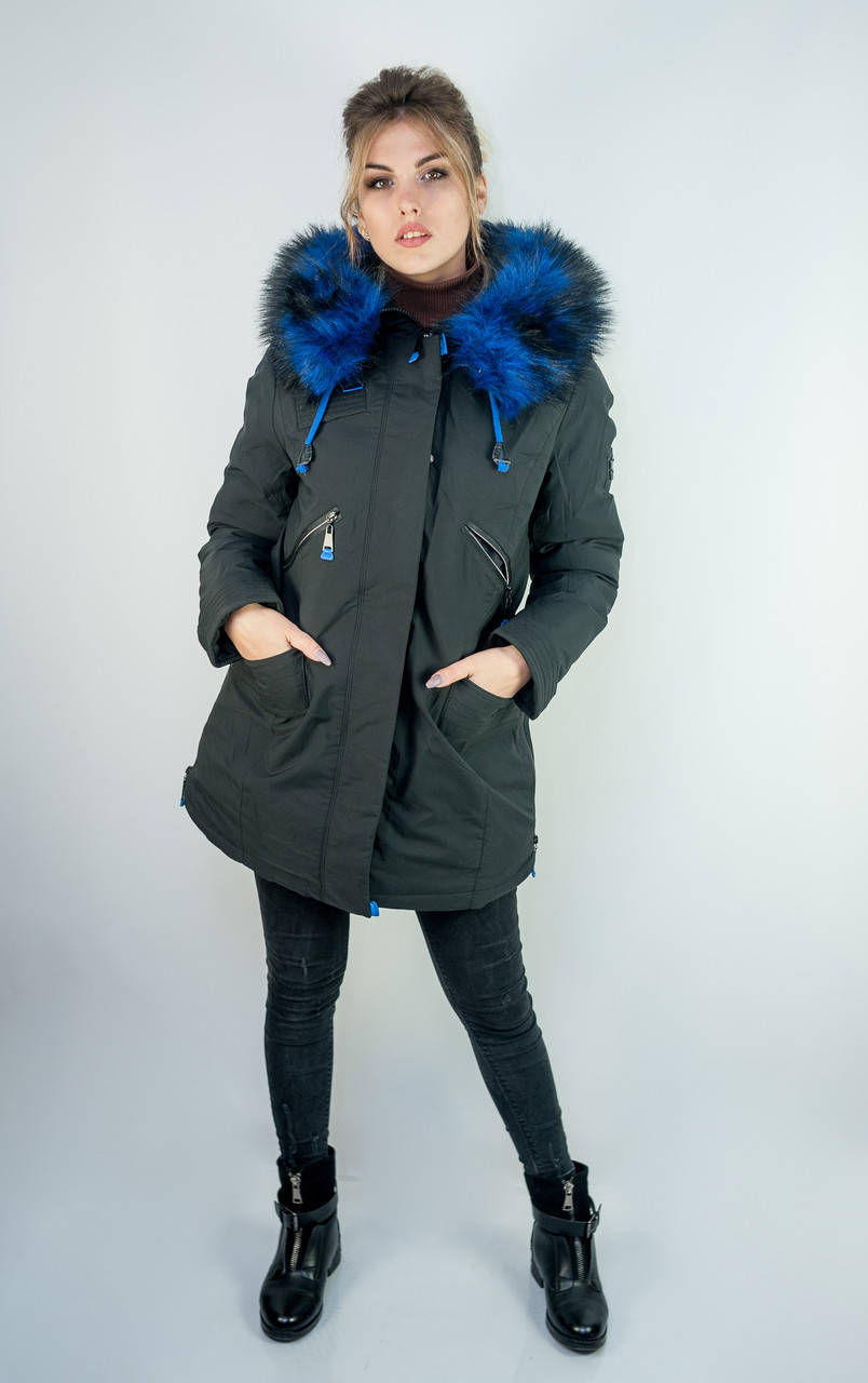 

Модная куртка женская зимняя Qarlevar черная, Черный