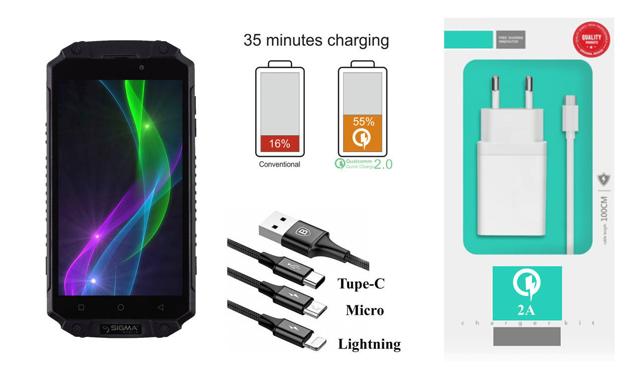 

Сетевое зарядное устройство Sigma mobile X-treme PQ39, Fast Charger 2.1A, Белый
