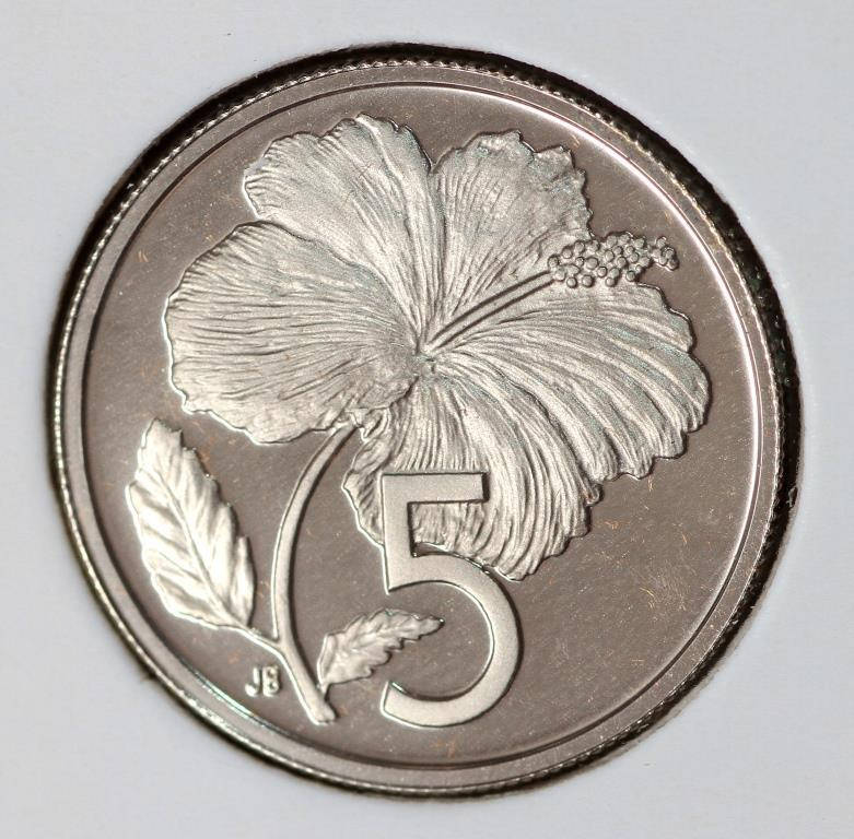 

Монета Островов Кука 5 центов 1974 г. Пруф из набора