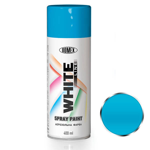 

Аэрозольная эмаль Металлик Domex White Line. 400 мл. Голубой 143