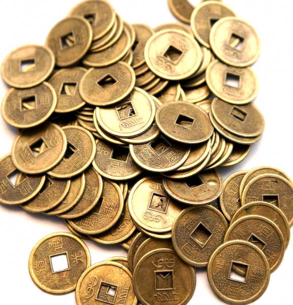 

Монета фэн-шуй металл под бронзу 100 штук (d = 2 см)