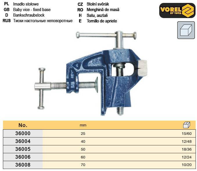 

Тиски настольные неповоротные 50 мм Польща VOREL-36005