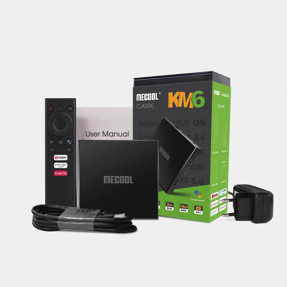 

ТВ смарт приставка MECOOL KM6 Classic 2/16 GB S905X4 WI FI 2.4G/5G (ATV10) AV1 с сертификацией Google