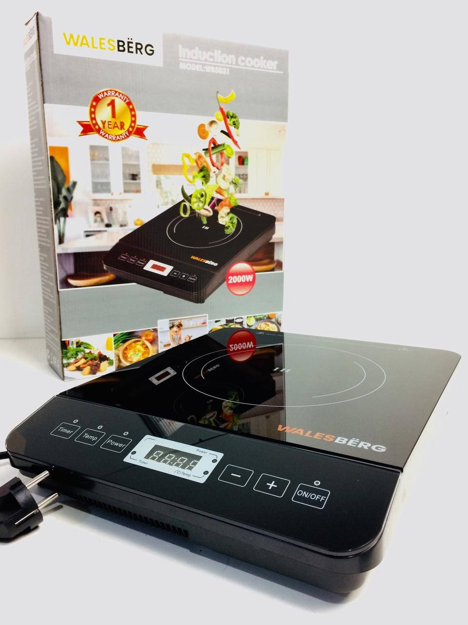 

Однокомфорочная индукционная плита WALESBERG, Мощность 2000 Ватт, Стекловерамика, Сенсорная Black
