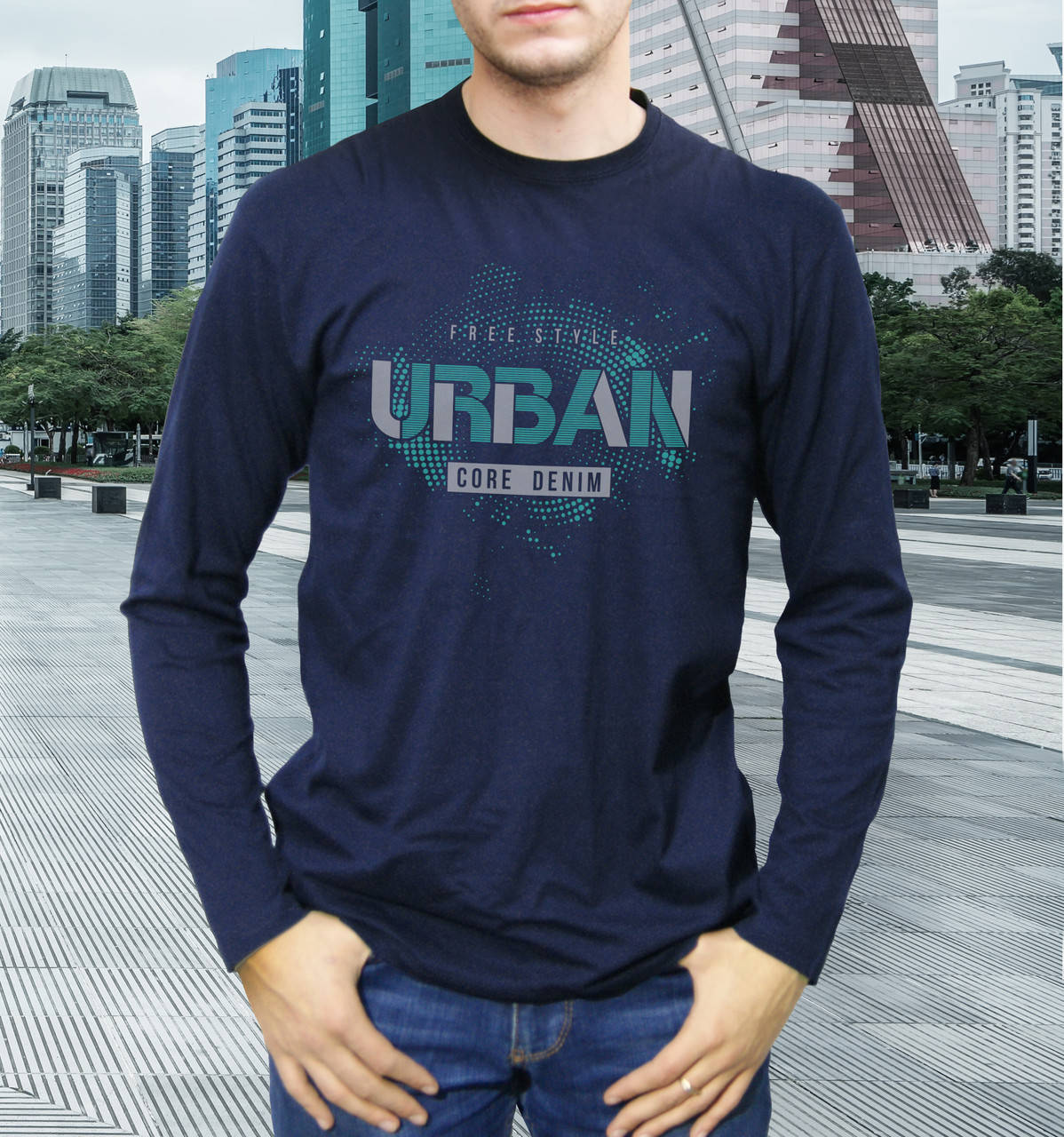 

Модная мужская футболка лонгслив с принтом URBAN