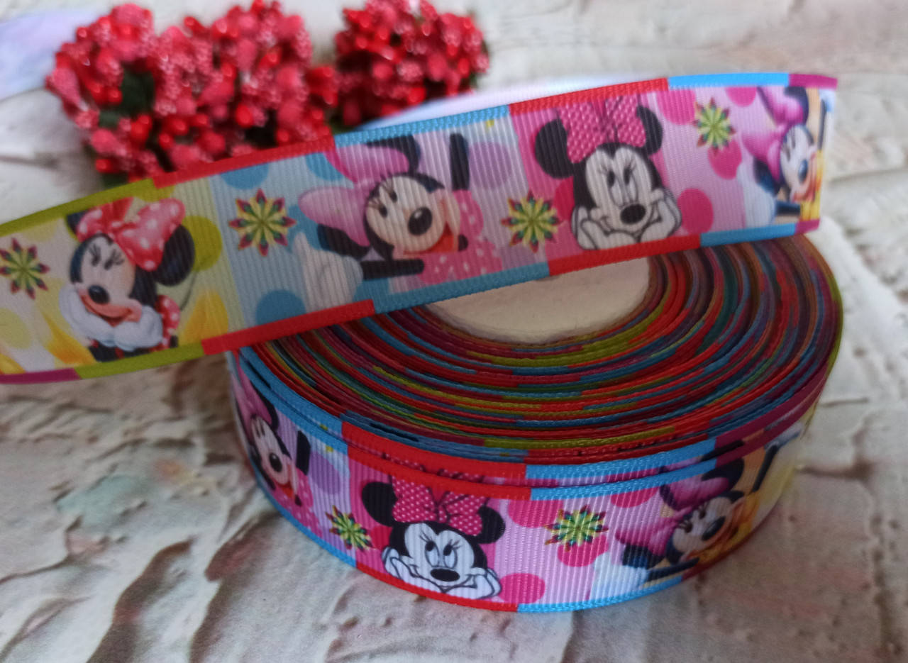 

Лента репсовая 25мм Marill Минни Маус