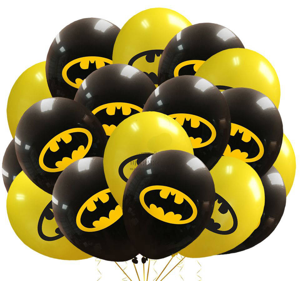 

Шарики воздушные с рисунком поштучно "Бэтмен/Batman" 12" (30см) (черный/желтый)