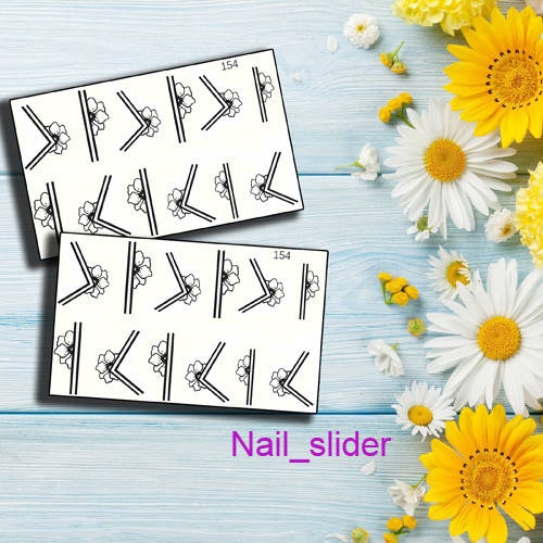 

Слайдер дизайн для ногтей цветы геометрия, Черный