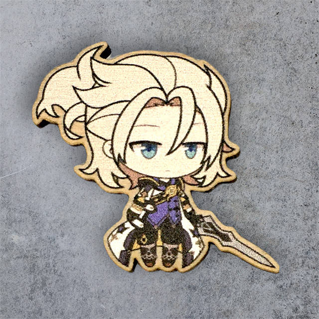 

"Альбедо (Геншин / Genshin)" брошь деревянная с уф-печатью