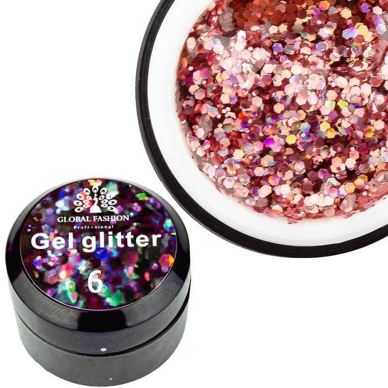 

Glitter Gel Global Fashion №6, 5 г розовое золото